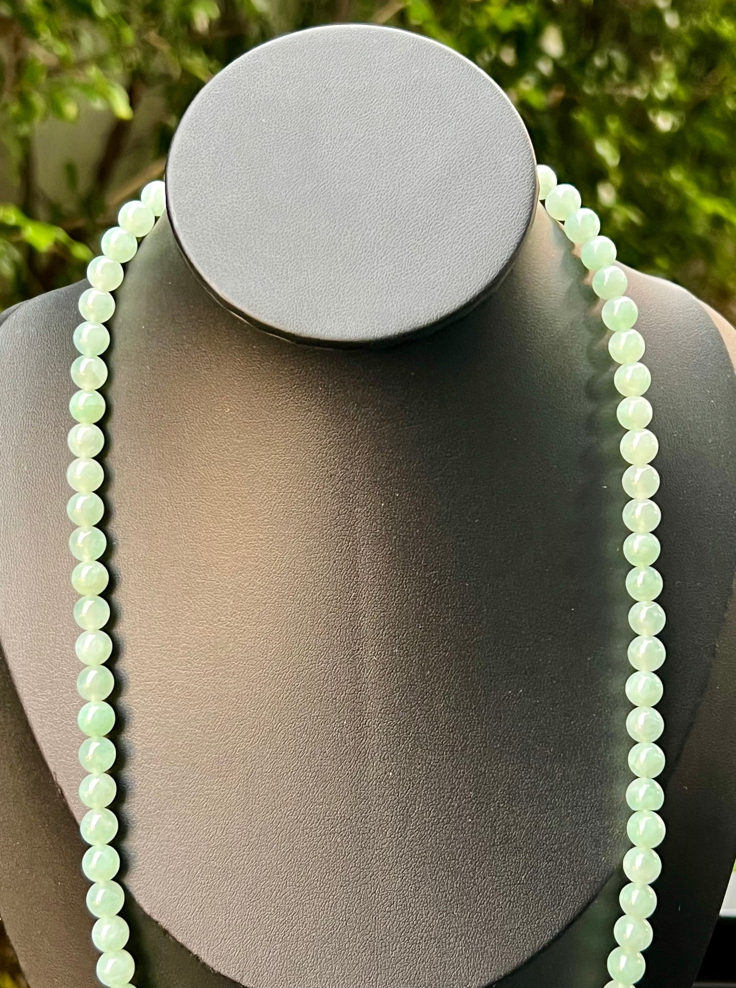 Natural Certified Grade A Burmese Jadeite Jade Beaded Necklace – Icy Imperial & Apple Green – 7.1mm Beads – JN007
