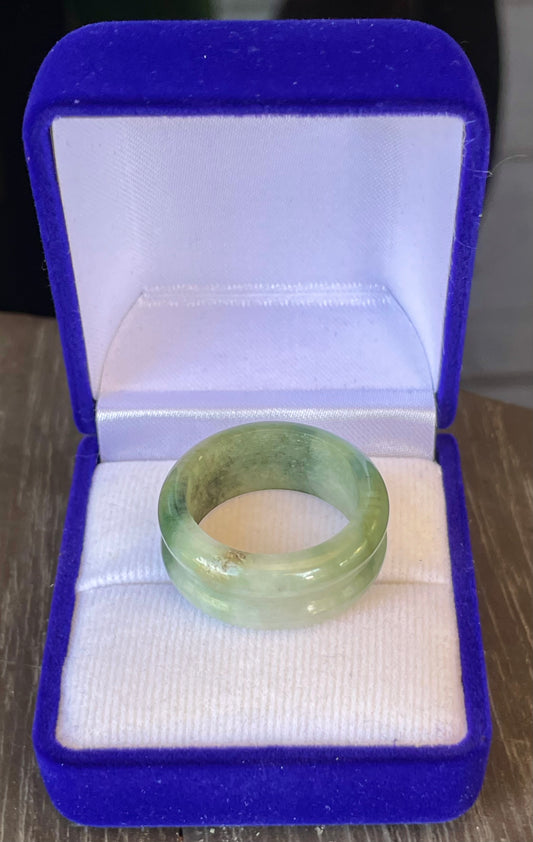 Natural Grade A Burmese Jadeite Jade Ring – Icy Imperial & Apple Green – Double Bangle Style – JRT009