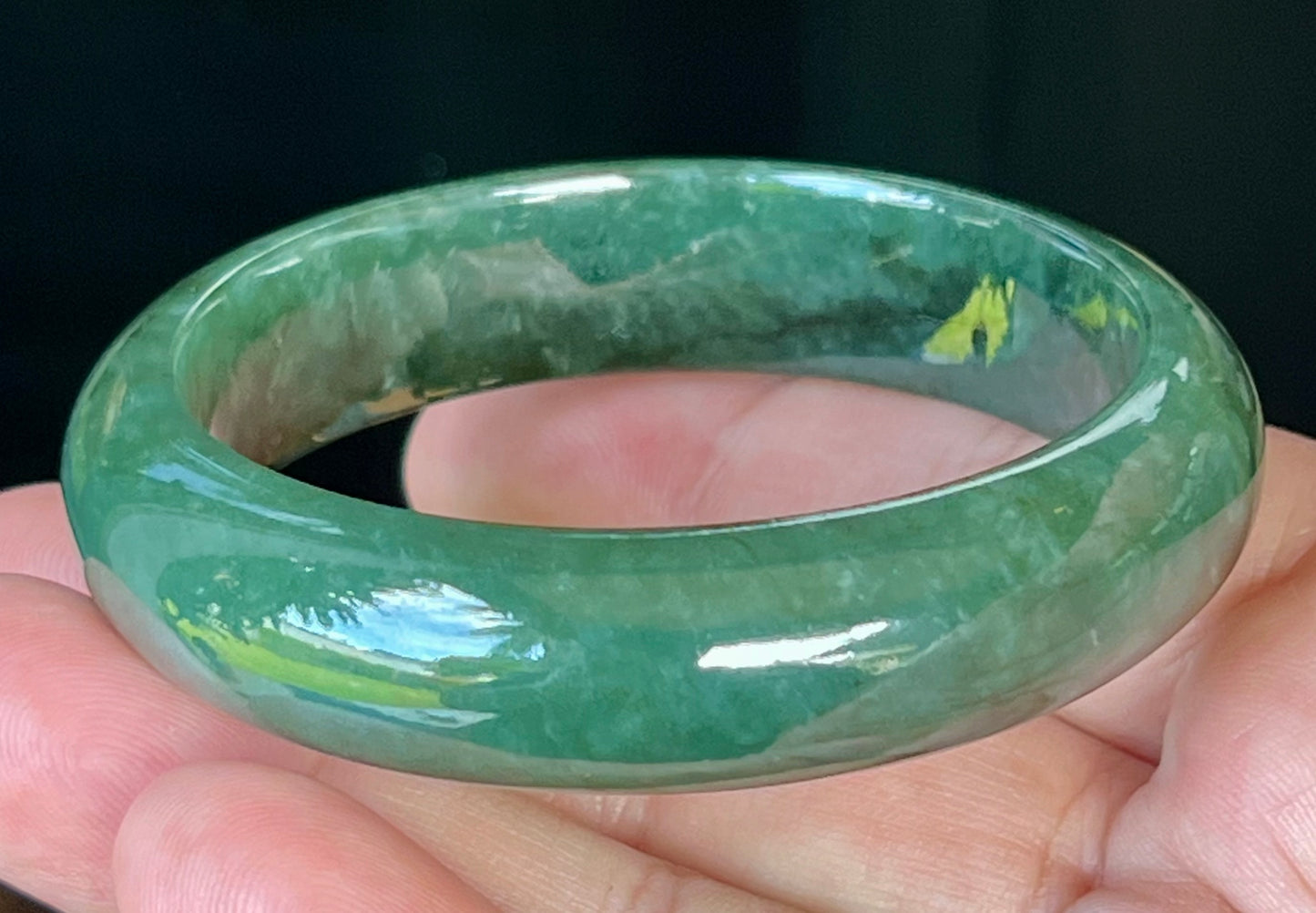 Natural Burmese Jadeite Jade Bangle – Icy Deep Emerald Green – 56.5mm – JB509