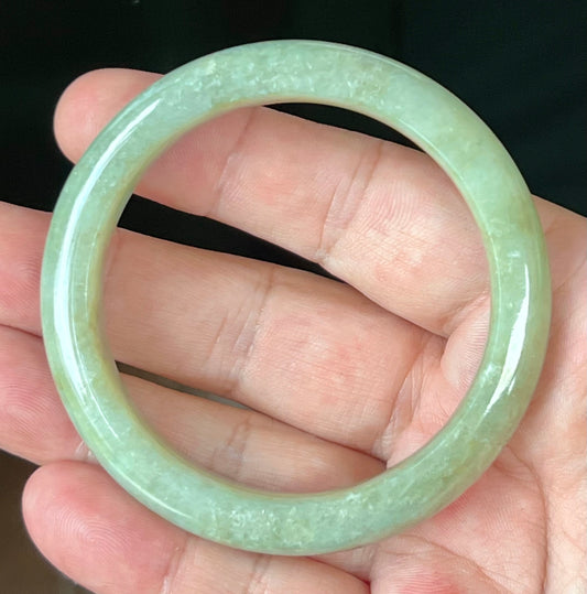 Natural Certified Burmese Jadeite Jade Bangle – Icy Apple Green – 55.5mm – JB558