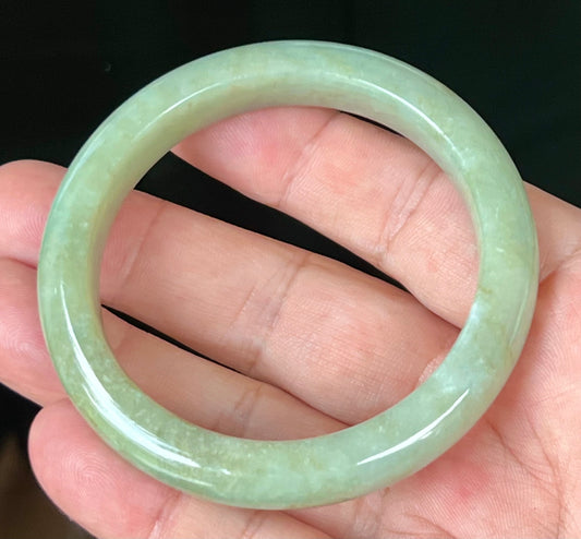 Natural Grade A Certified Burmese Jadeite Jade Bangle – Icy Apple Green – 55.5mm – JB558