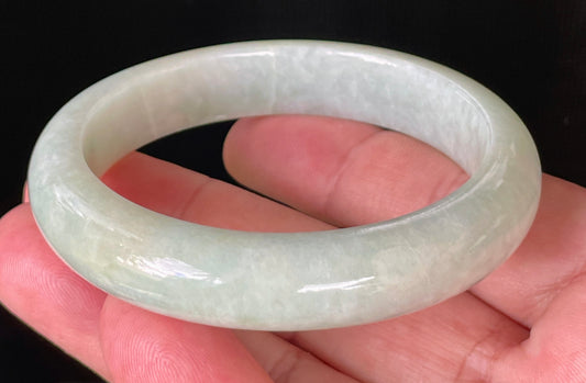Natural Certified Burmese Jadeite Jade Bangle – Icy Light Apple Green – 56.6mm – JB876