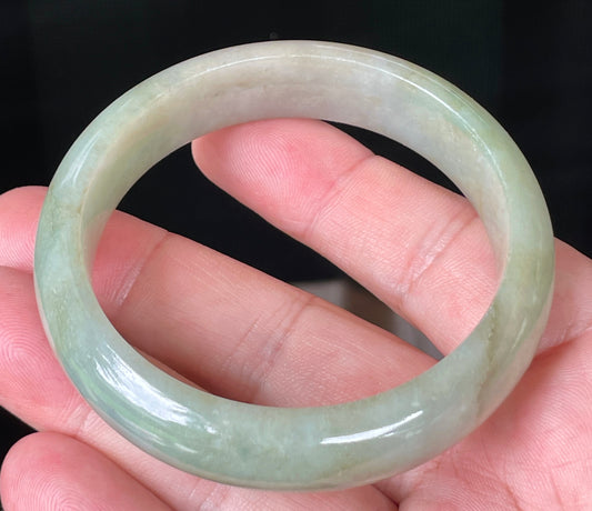 Natural Burmese Jadeite Jade Bangle – Icy Apple Green – 57.3 mm – JB073