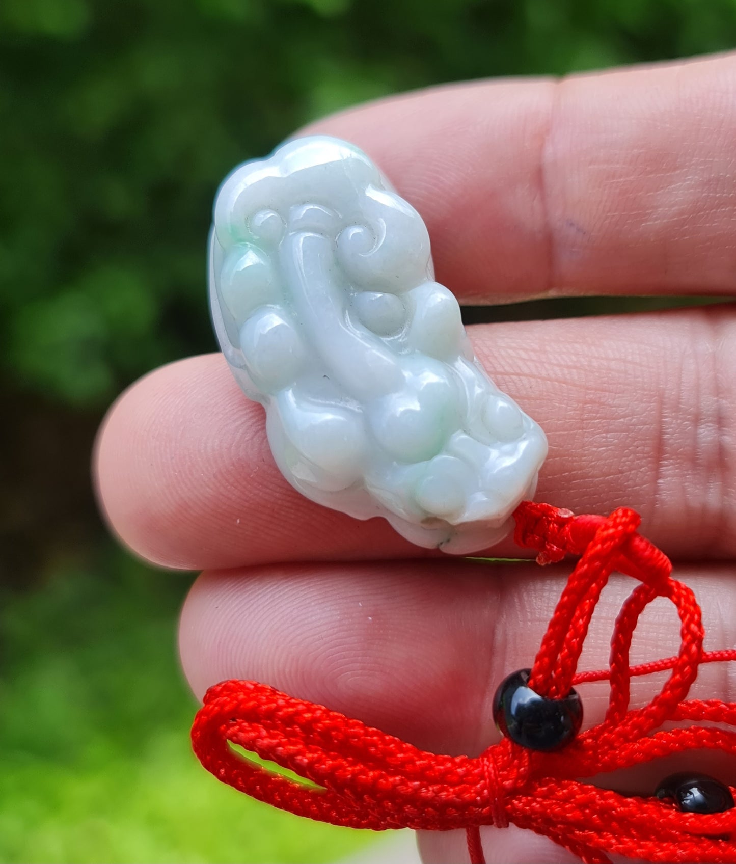 Natural Burmese Jadeite Jade Pendant – Icy Bluish & Imperial Green – Hand-Carved Pixiu Motif – Necklace Included – JP100
