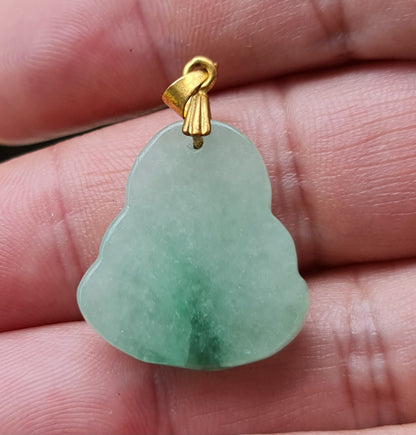 Natural Burmese Jadeite Jade Pendant – Icy Imperial Green – Hand-Carved Happy Buddha Motif – JHB001
