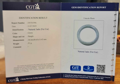Official Jadeite Jade Certification – Chiang Mai Gem Testing Laboratory (CGT) Report