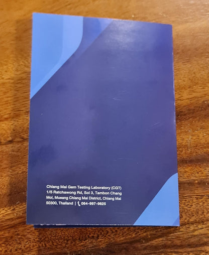 Official Jadeite Jade Certification – Chiang Mai Gem Testing Laboratory (CGT) Report