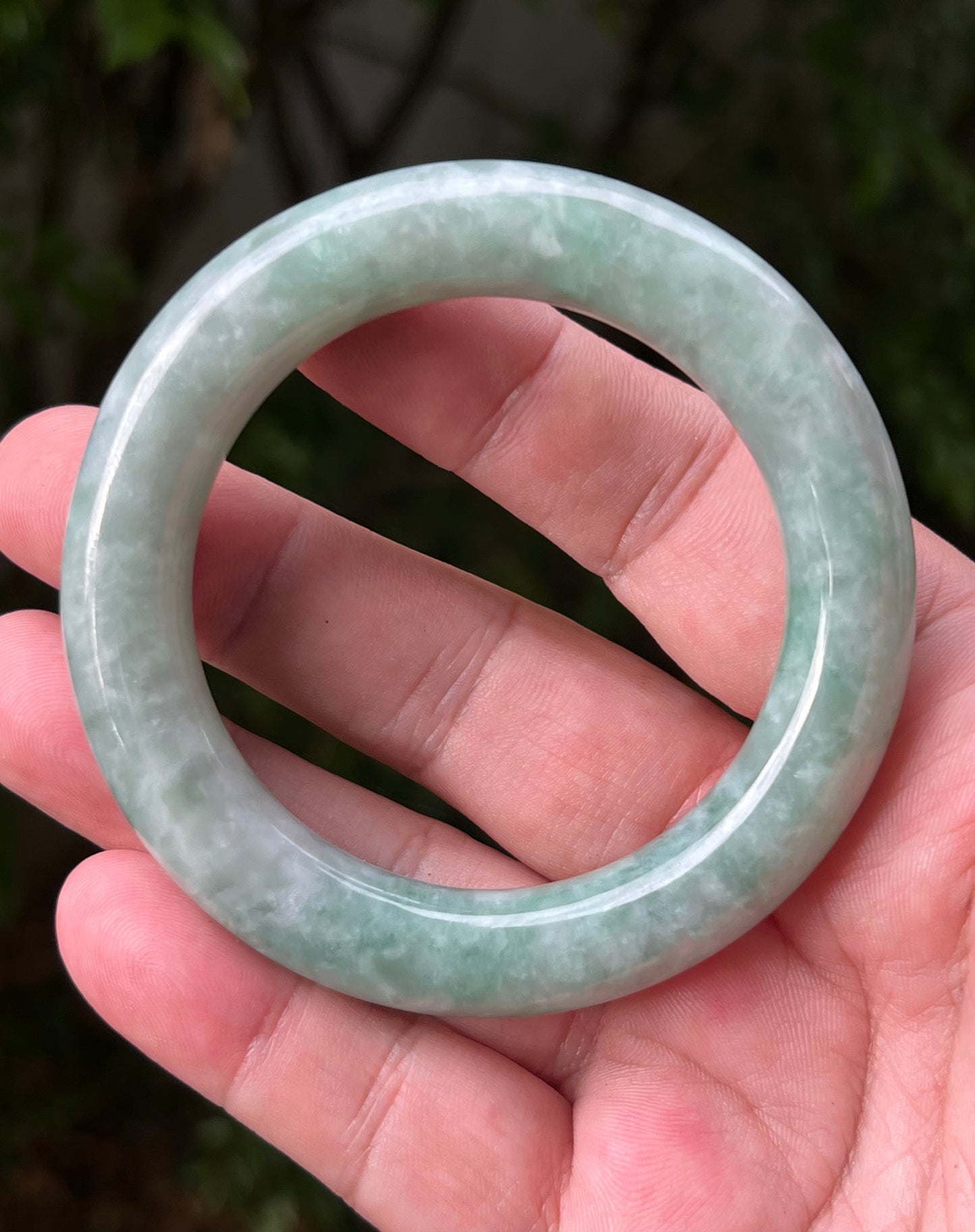 Certified Natural Burmese Grade A Jadeite Jade Princess Round Bangle 54mm Icy Celadon Green Apple Green Mint Green Jade JB1318