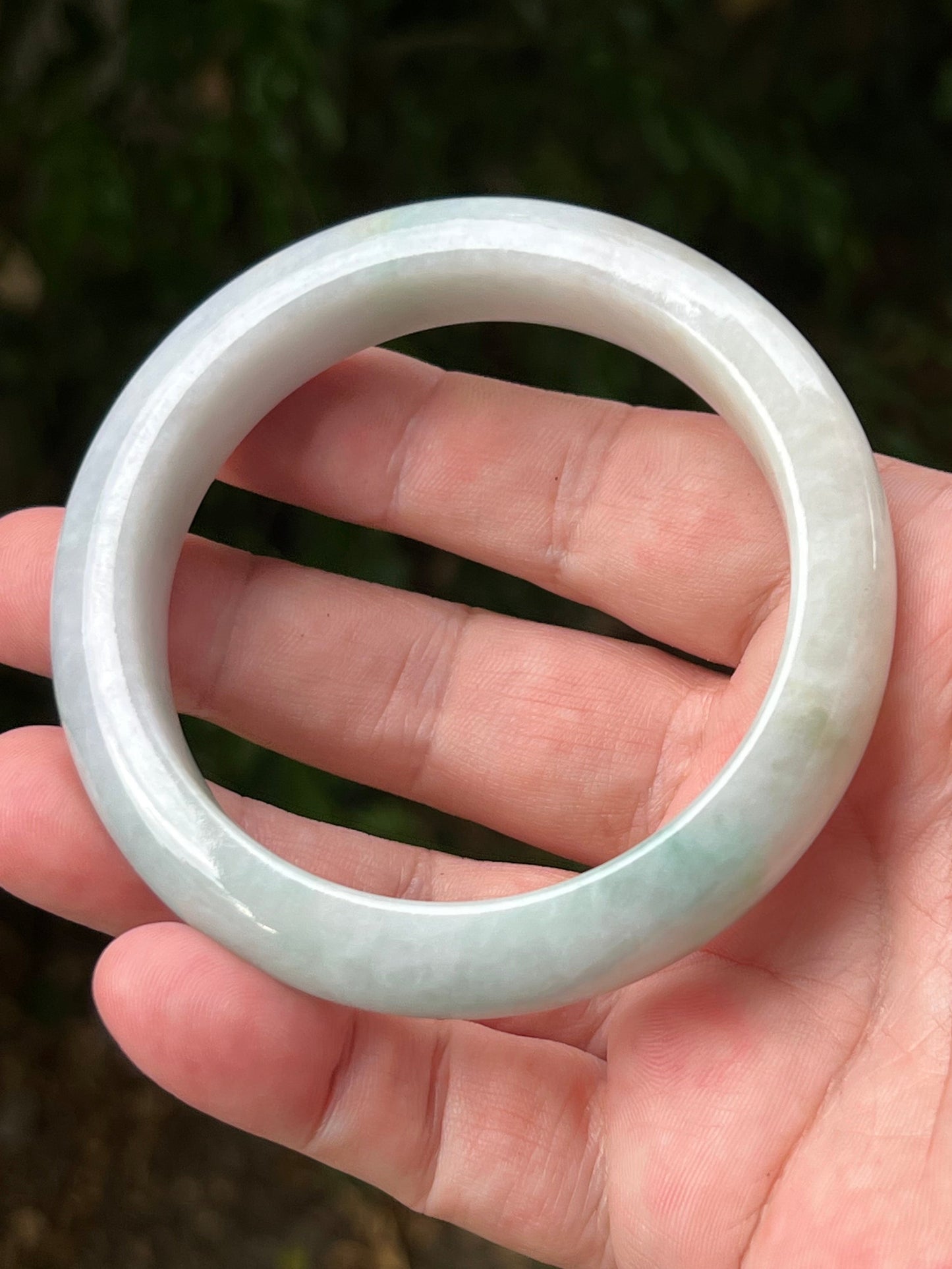 Certified Grade A Natural Burmese Jadeite Jade Bangle 62.2mm Icy Milky White Jade Pale Apple Mint Green Hues Jade Bangle Bracelet JB1312