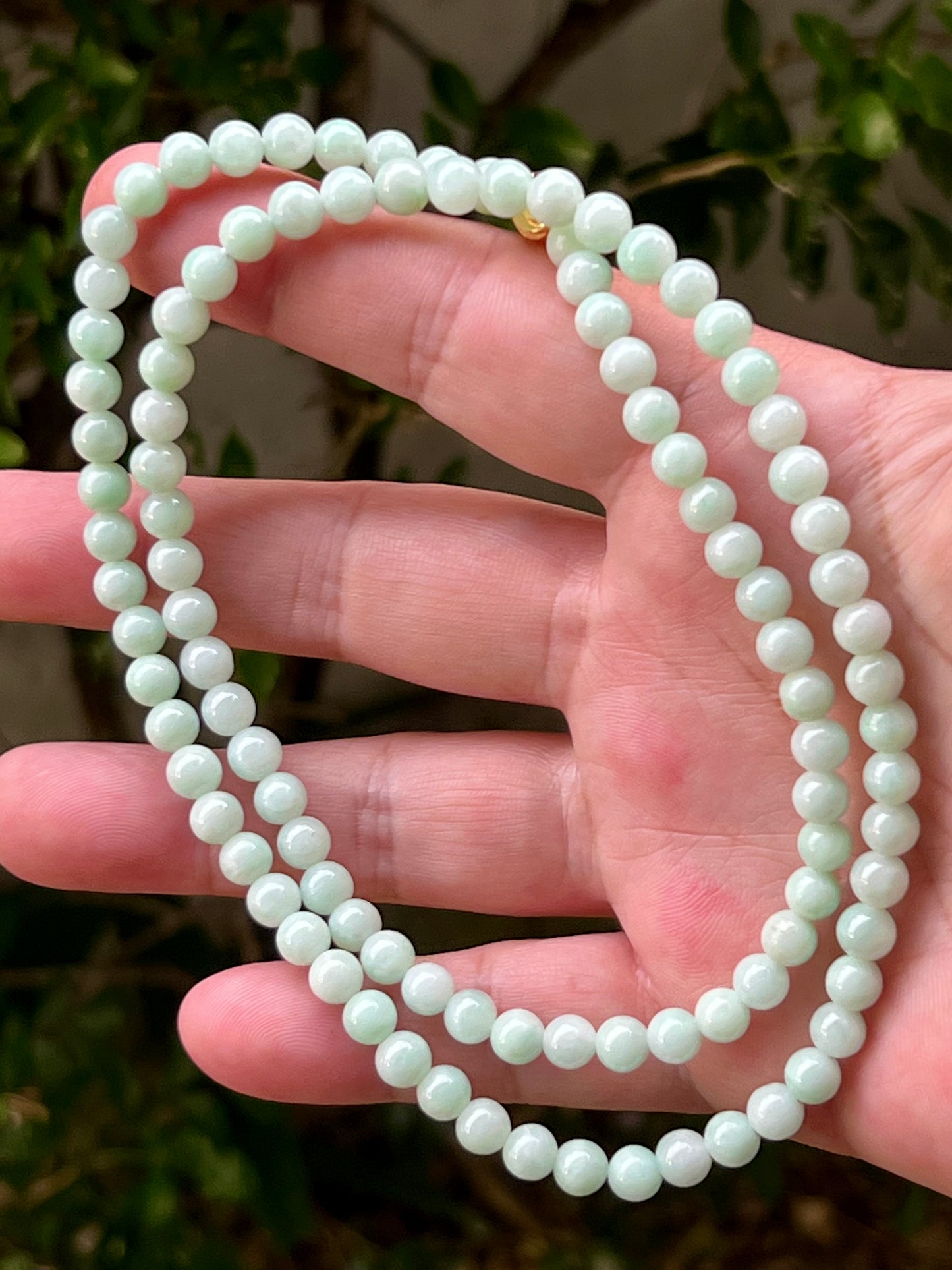 Natural Certified Grade A Burmese Jadeite Jade Beaded Necklace – Icy Imperial & Apple Green – 6mm Beads – JN006