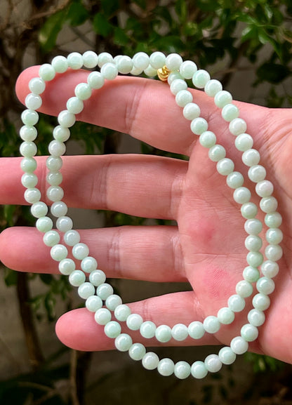 Natural Certified Grade A Burmese Jadeite Jade Beaded Necklace – Icy Imperial & Apple Green – 6mm Beads – JN006