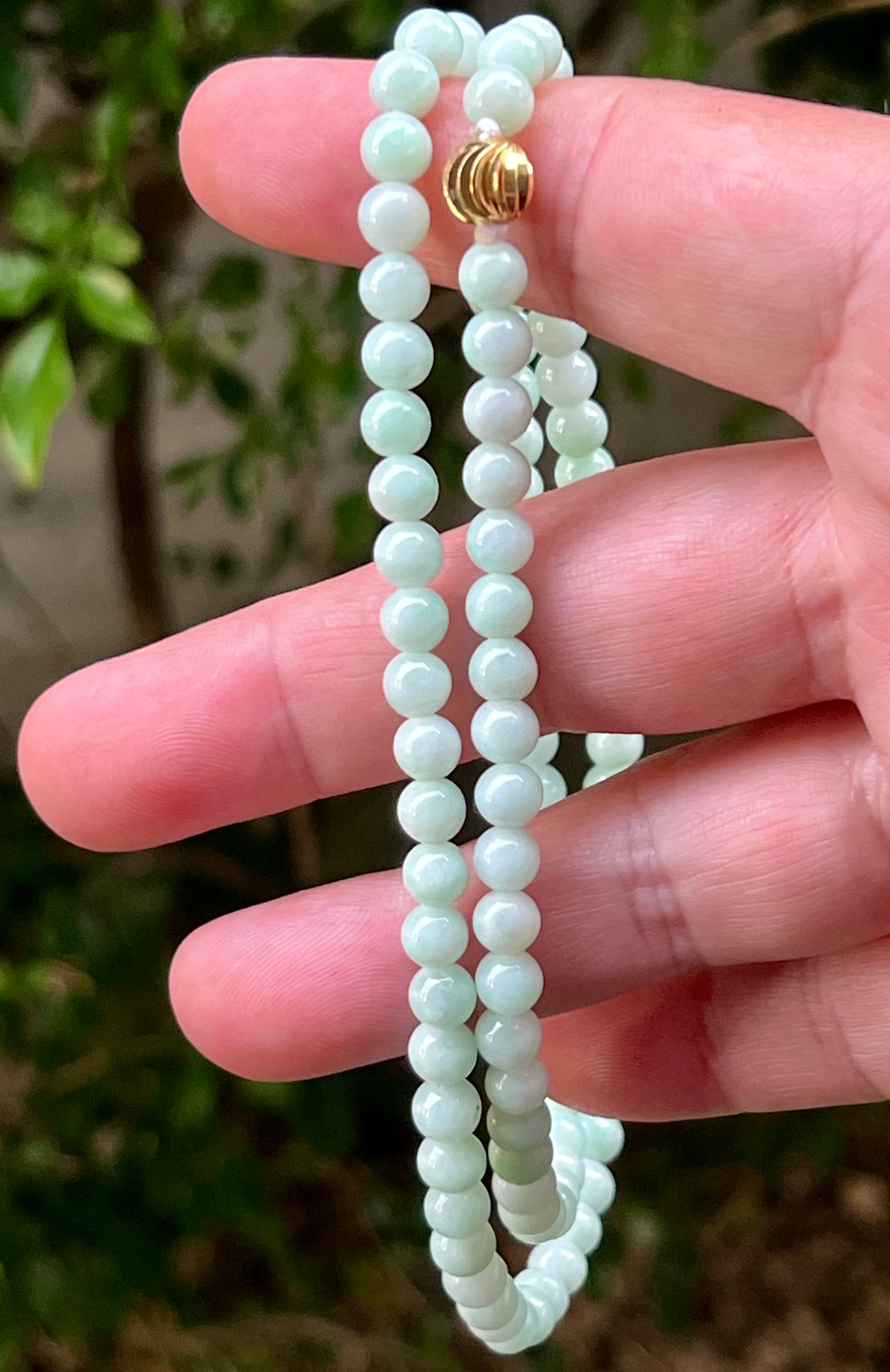 Natural Certified Grade A Burmese Jadeite Jade Beaded Necklace – Icy Imperial & Apple Green – 6mm Beads – JN006