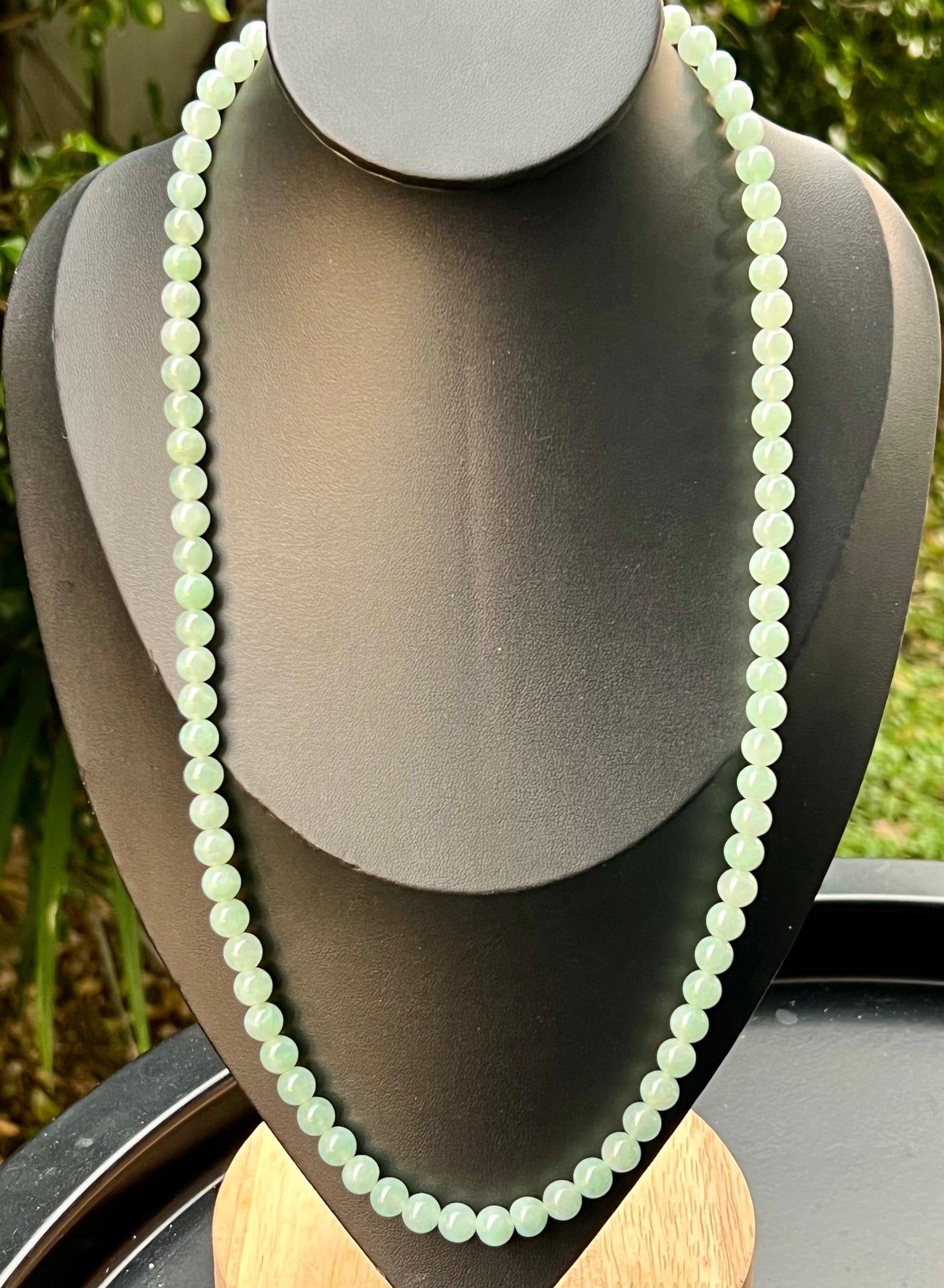 Natural Certified Grade A Burmese Jadeite Jade Beaded Necklace – Icy Imperial & Apple Green – 7.1mm Beads – JN007