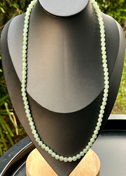 Natural Certified Grade A Burmese Jadeite Jade Beaded Necklace – Icy Imperial & Apple Green – 6.2mm Beads – JN009
