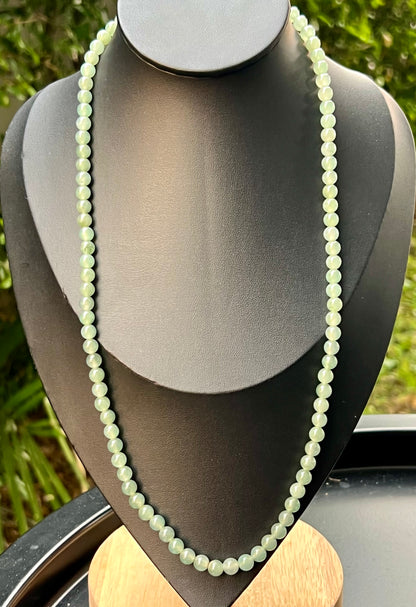 Natural Certified Grade A Burmese Jadeite Jade Beaded Necklace – Icy Imperial & Apple Green – 6.2mm Beads – JN009