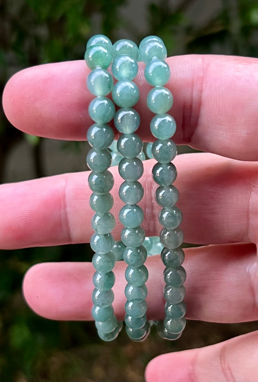 Natural Certified Grade A Burmese Jadeite Jade Beaded Necklace – Icy Imperial & Apple Green – 6.2mm Beads – JN010