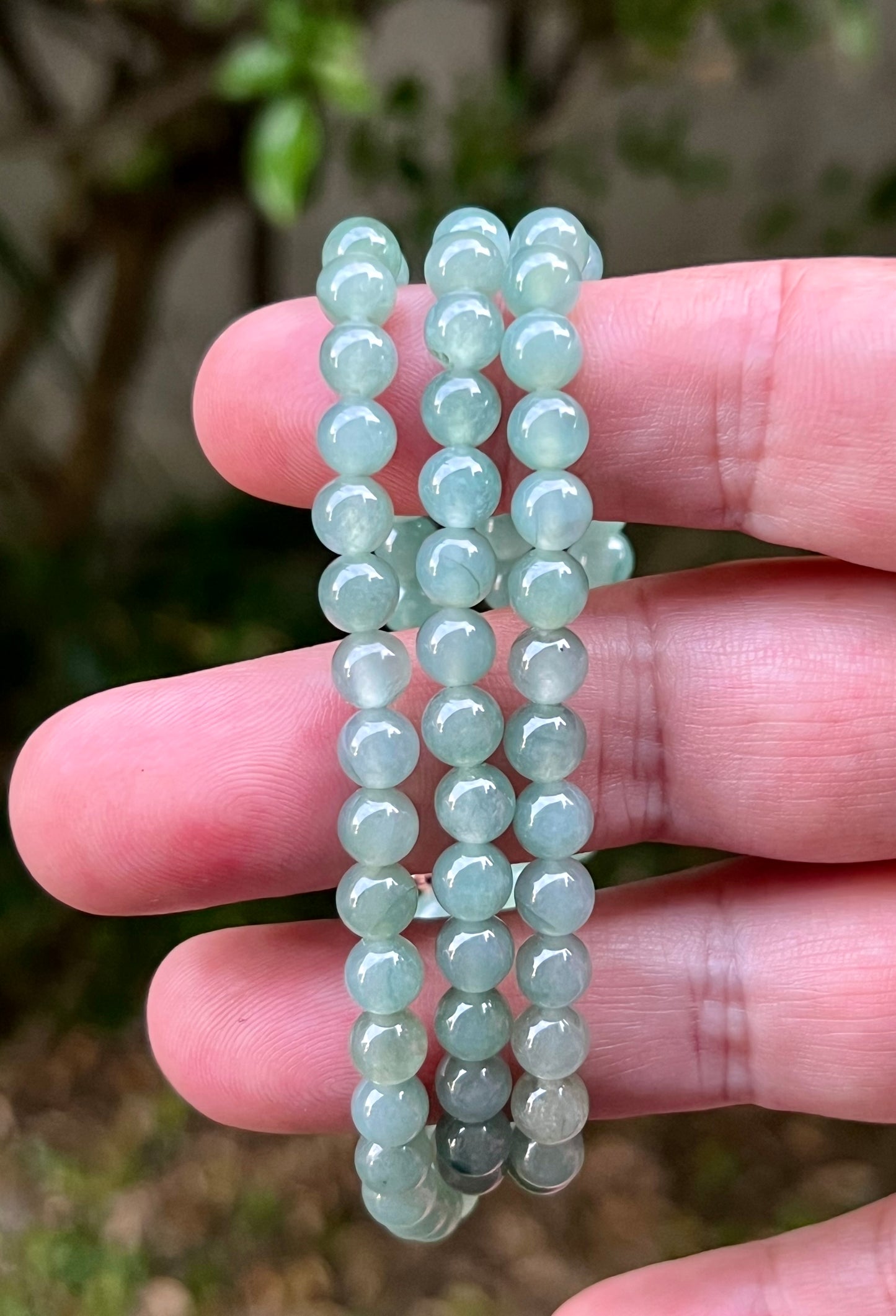 Natural Certified Grade A Burmese Jadeite Jade Beaded Necklace – Icy Imperial & Apple Green – 6.2mm Beads – JN011