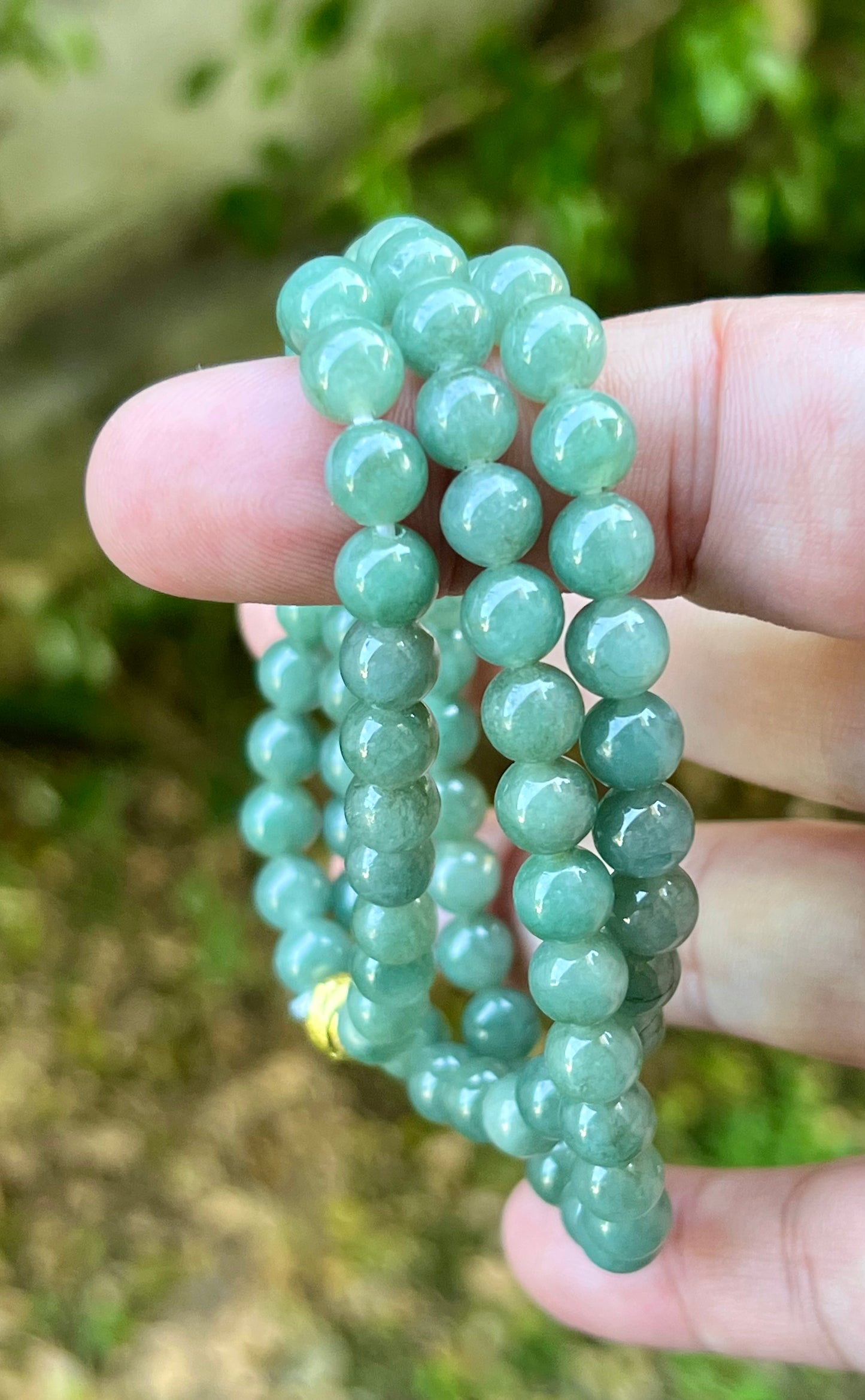 Natural Certified Grade A Burmese Jadeite Jade Beaded Necklace – Icy Imperial & Apple Green – 7.5mm Beads – JN019