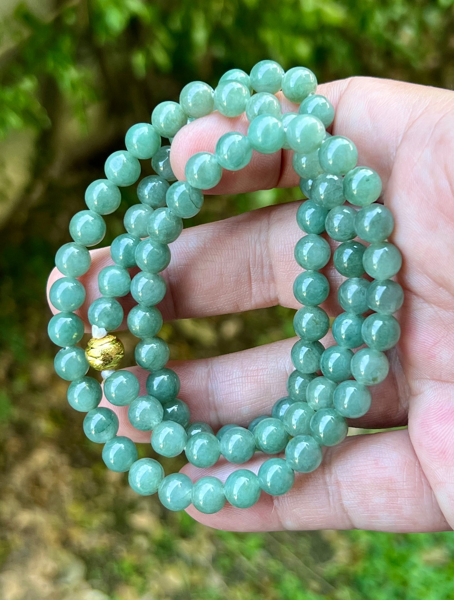 Natural Certified Grade A Burmese Jadeite Jade Beaded Necklace – Icy Imperial & Apple Green – 7.5mm Beads – JN019