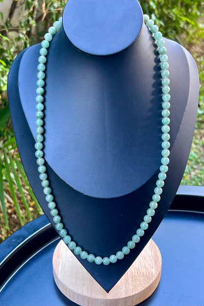 Natural Certified Grade A Burmese Jadeite Jade Beaded Necklace – Icy Imperial & Apple Green – 7.5mm Beads – JN019