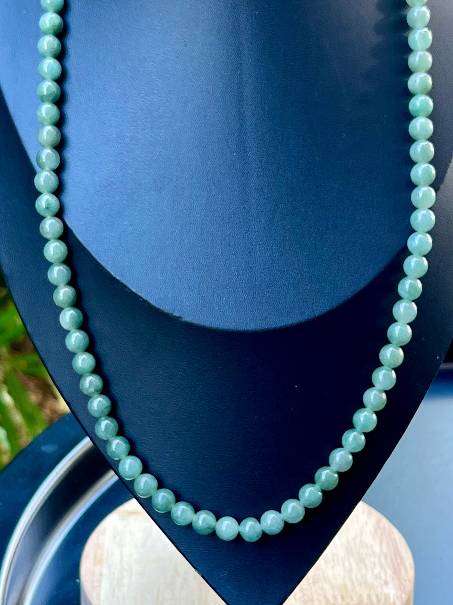 Natural Certified Grade A Burmese Jadeite Jade Beaded Necklace – Icy Imperial & Apple Green – 7.5mm Beads – JN019