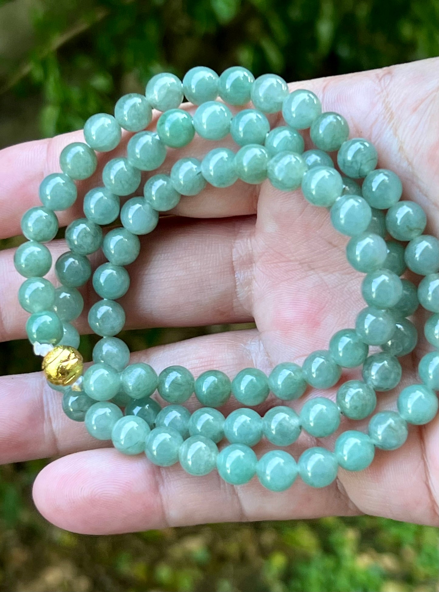 Natural Certified Grade A Burmese Jadeite Jade Beaded Necklace – Icy Imperial & Apple Green – 7.5mm Beads – JN020