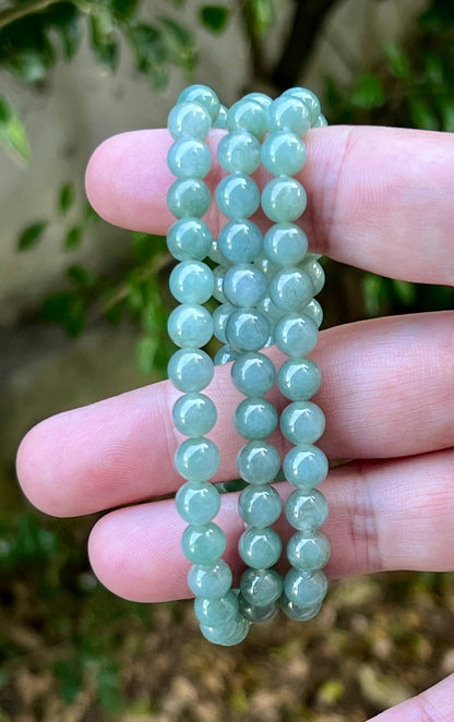 Natural Certified Grade A Burmese Jadeite Jade Beaded Necklace – Icy Imperial & Apple Green – 7.5mm Beads – JN020