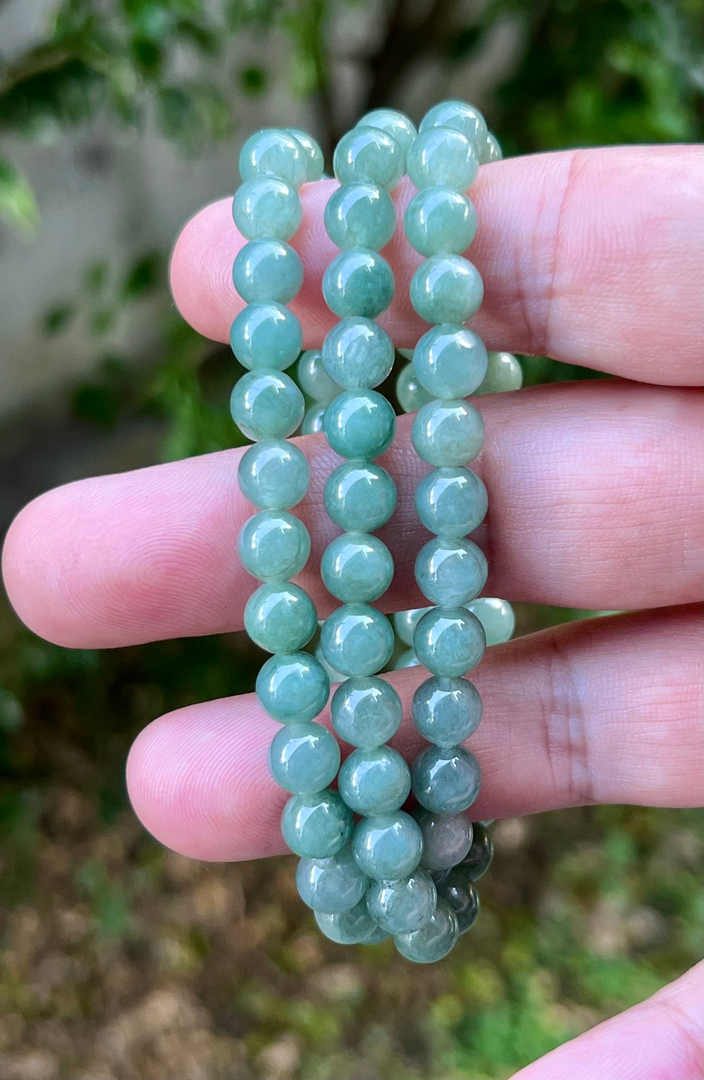 Natural Certified Grade A Burmese Jadeite Jade Beaded Necklace – Icy Imperial & Apple Green – 7.5mm Beads – JN021
