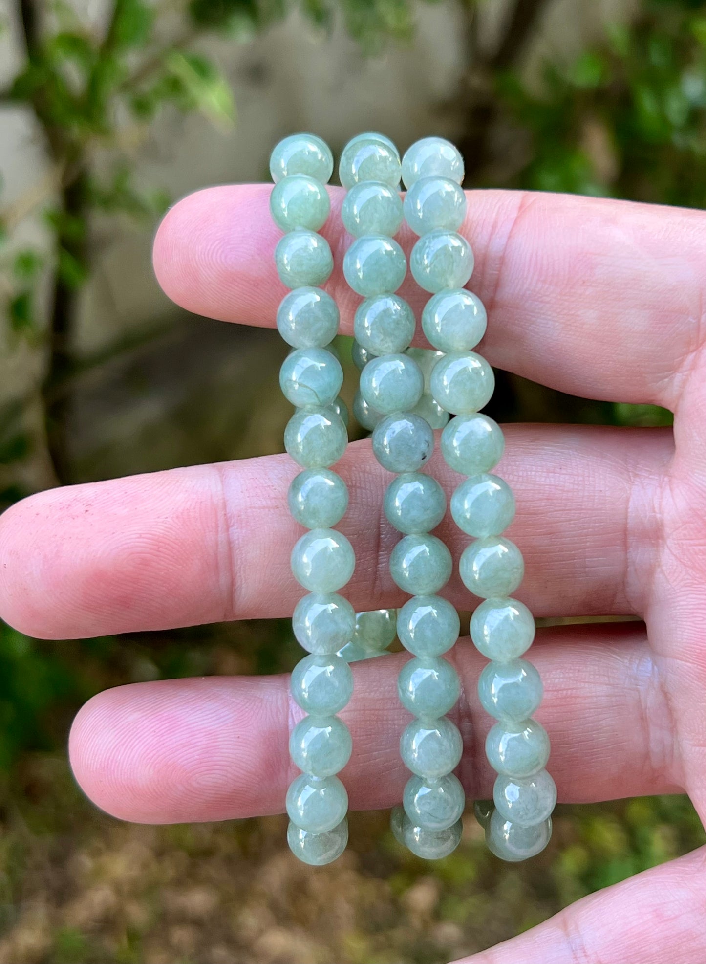 Natural Certified Grade A Burmese Jadeite Jade Beaded Necklace – Icy Imperial & Apple Green Hues – 7.5mm Beads – JN022
