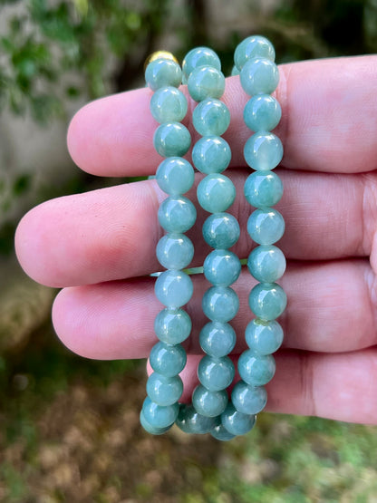 Natural Certified Grade A Burmese Jadeite Jade Beaded Necklace – Icy Imperial & Apple Green – 8mm Beads – JN023