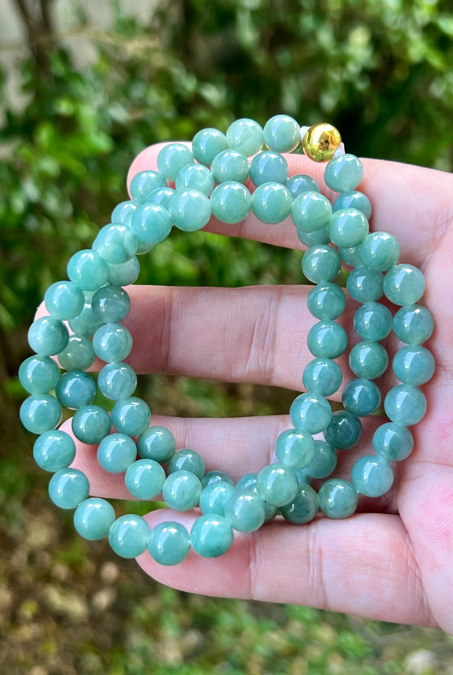 Natural Certified Grade A Burmese Jadeite Jade Beaded Necklace – Icy Imperial & Apple Green – 8mm Beads – JN023