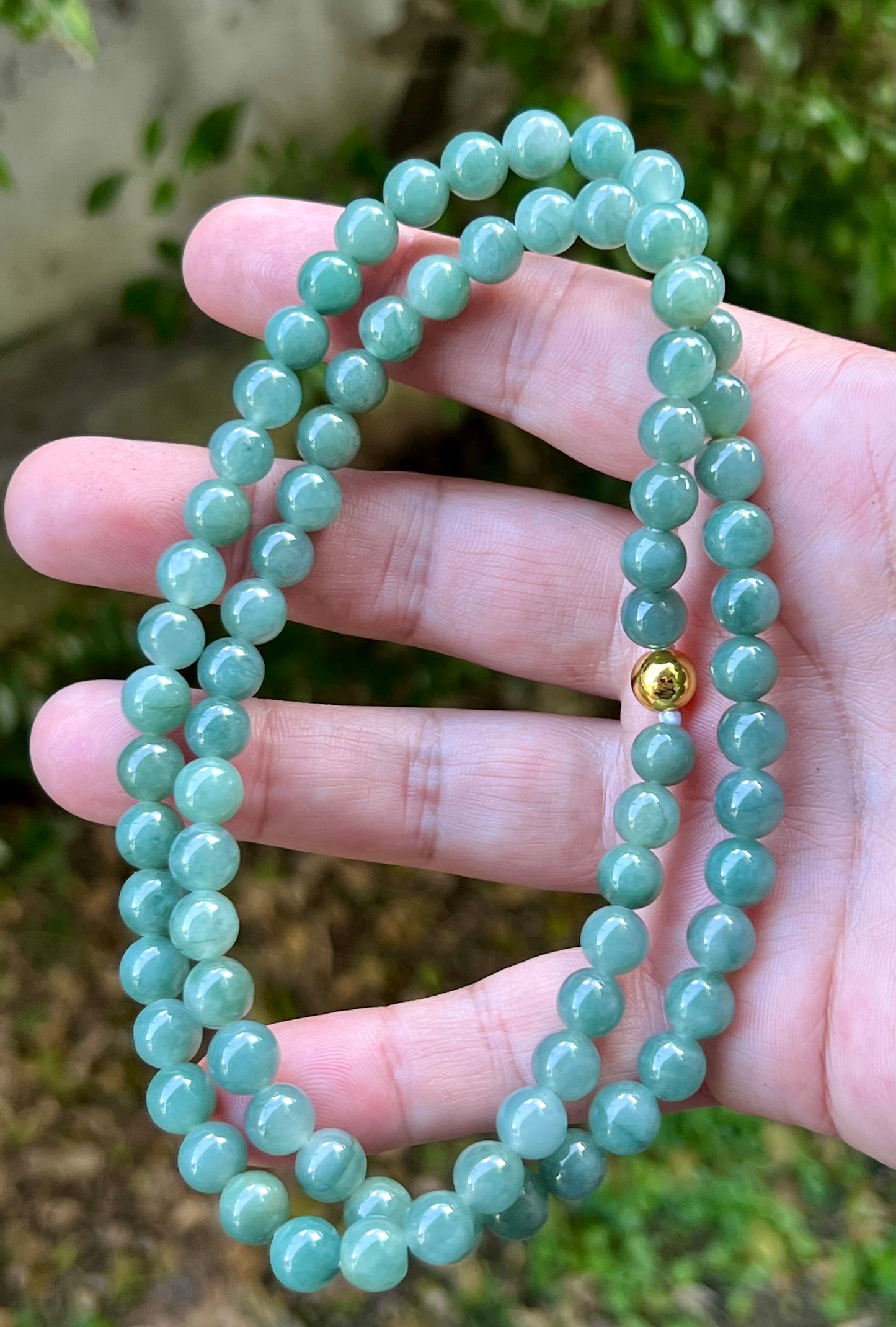 Natural Certified Grade A Burmese Jadeite Jade Beaded Necklace – Icy Imperial & Apple Green – 8mm Beads – JN023