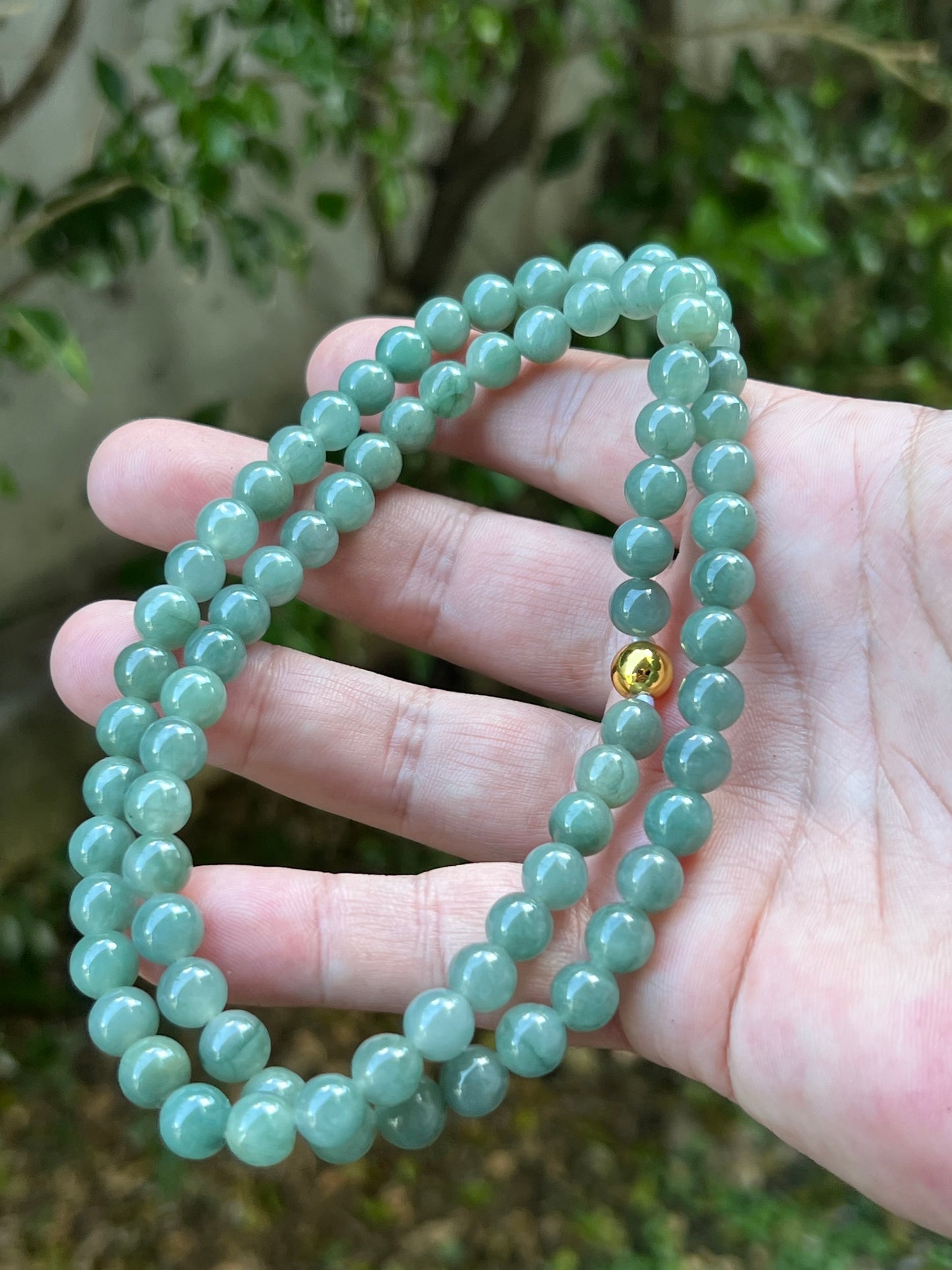 Natural Certified Grade A Burmese Jadeite Jade Beaded Necklace – Icy Imperial & Apple Green – 8mm Beads – JN023