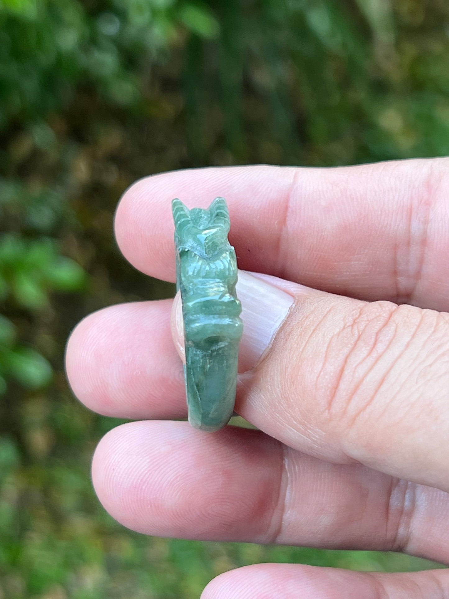 Natural Grade A Burmese Jadeite Jade Ring Size US 9.5 Icy Soft Green Semi Translucent Hand Carved Dragon Motif Smooth Band JDR012