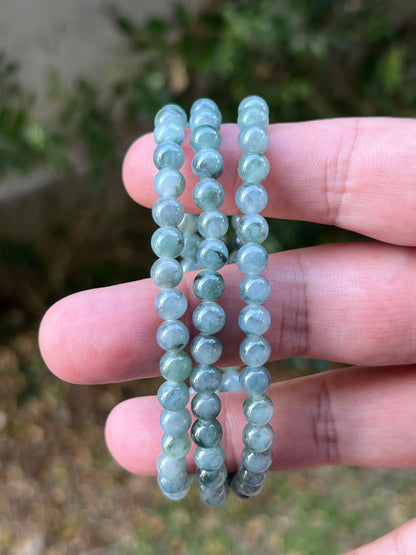 Natural Certified Grade A Burmese Jadeite Jade Beaded Necklace – Icy Imperial & Apple Green – 5.9mm Beads – JN078