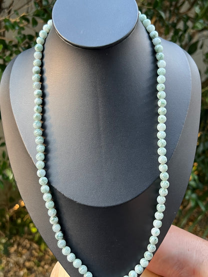 Natural Certified Grade A Burmese Jadeite Jade Beaded Necklace – Icy Imperial & Apple Green – 6.9mm Beads – JN094