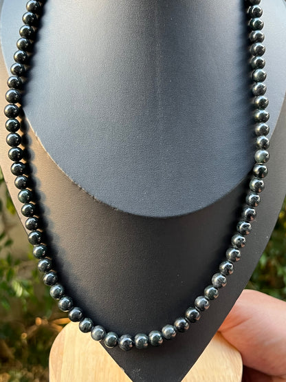 Natural Certified Grade A Burmese Jadeite Jade Beaded Necklace – Icy Deep Forest & Apple Green – 7.3mm Beads – JN095
