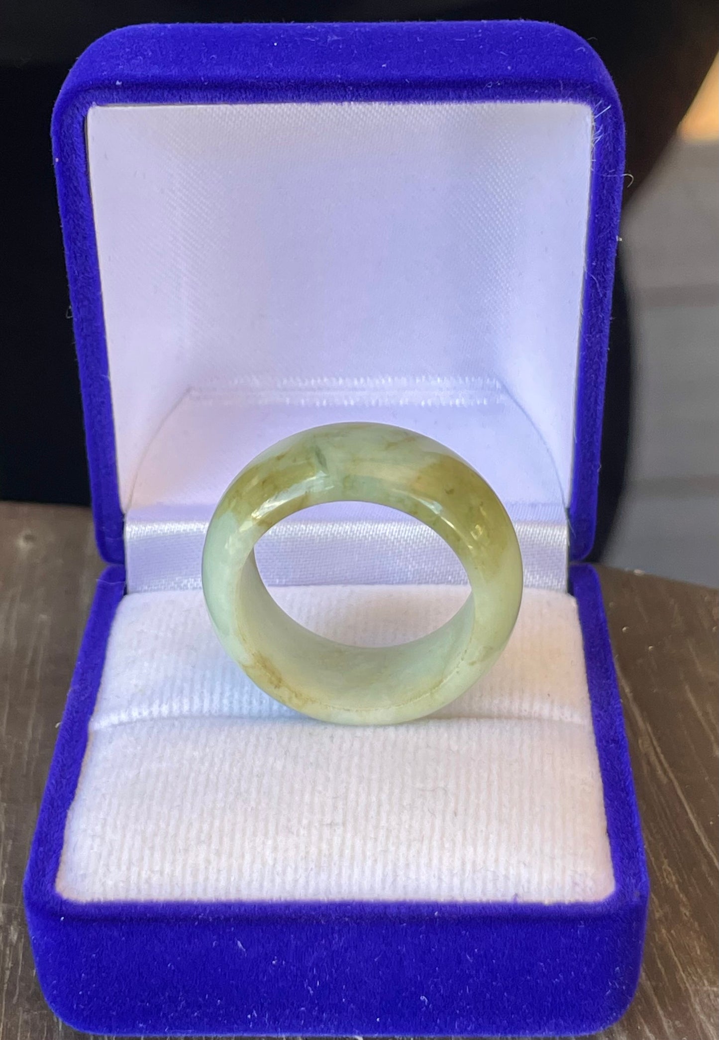 Natural Burmese Jadeite Jade Ring – Icy Apple & Moss Green with Milky White Hues – Round Outer Ring – JRR042