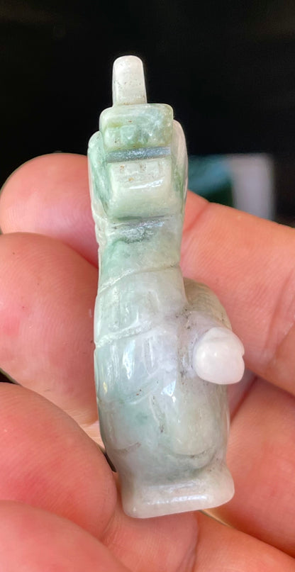 Natural Burmese Jadeite Jade Dragon Carving – Icy Imperial & Apple Green with Milky White Hues – Dragon Motif – JBD002