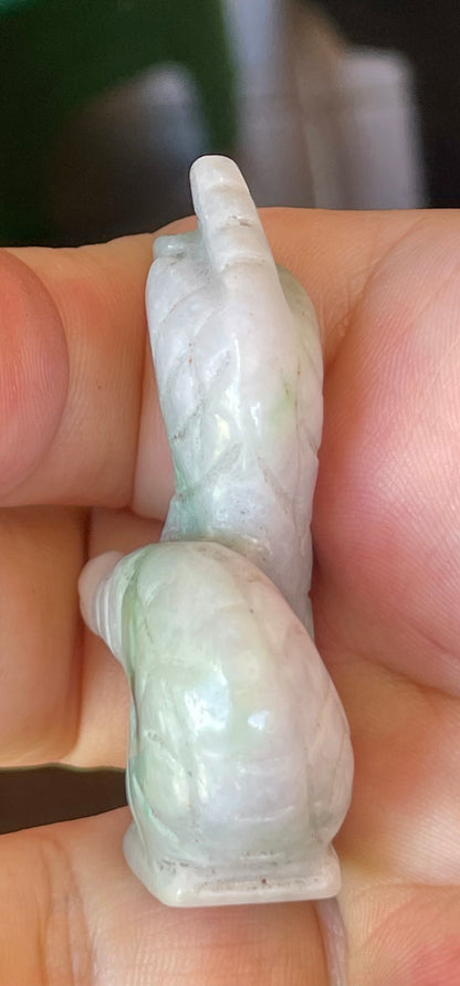 Natural Burmese Jadeite Jade Dragon Carving – Icy Imperial & Apple Green with Milky White Hues – Dragon Motif – JBD002