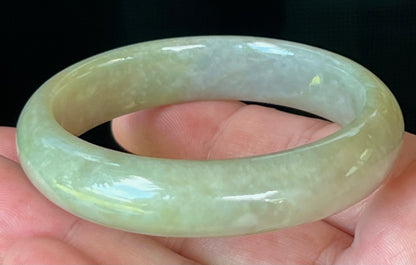 Natural Certified Burmese Jadeite Jade Bangle – Icy Apple Green – 55.2mm – JB507