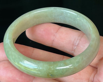 Natural Certified Burmese Jadeite Jade Bangle – Icy Apple Green – 55.2mm – JB507