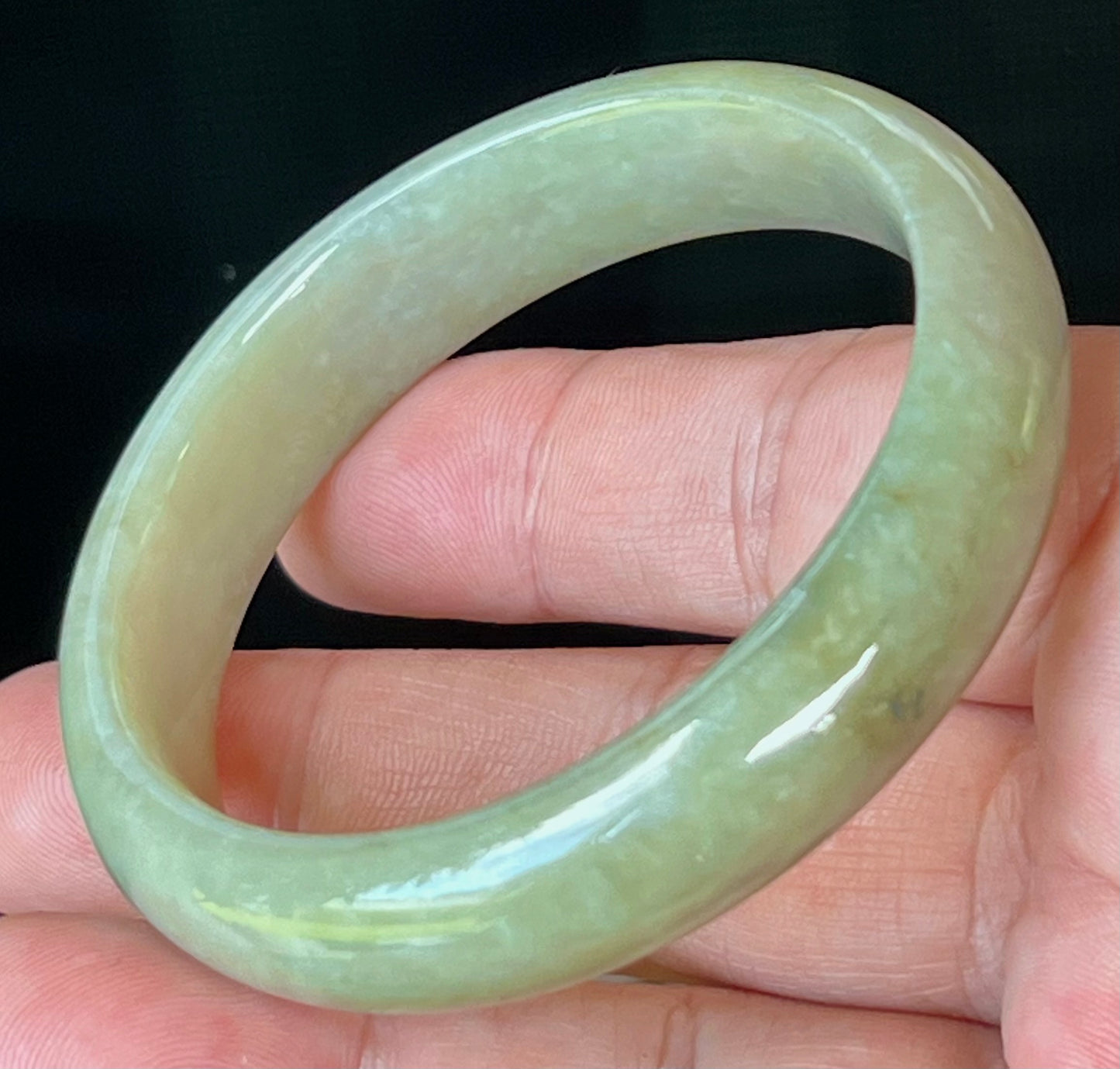 Natural Certified Burmese Jadeite Jade Bangle – Icy Apple Green – 55.2mm – JB507