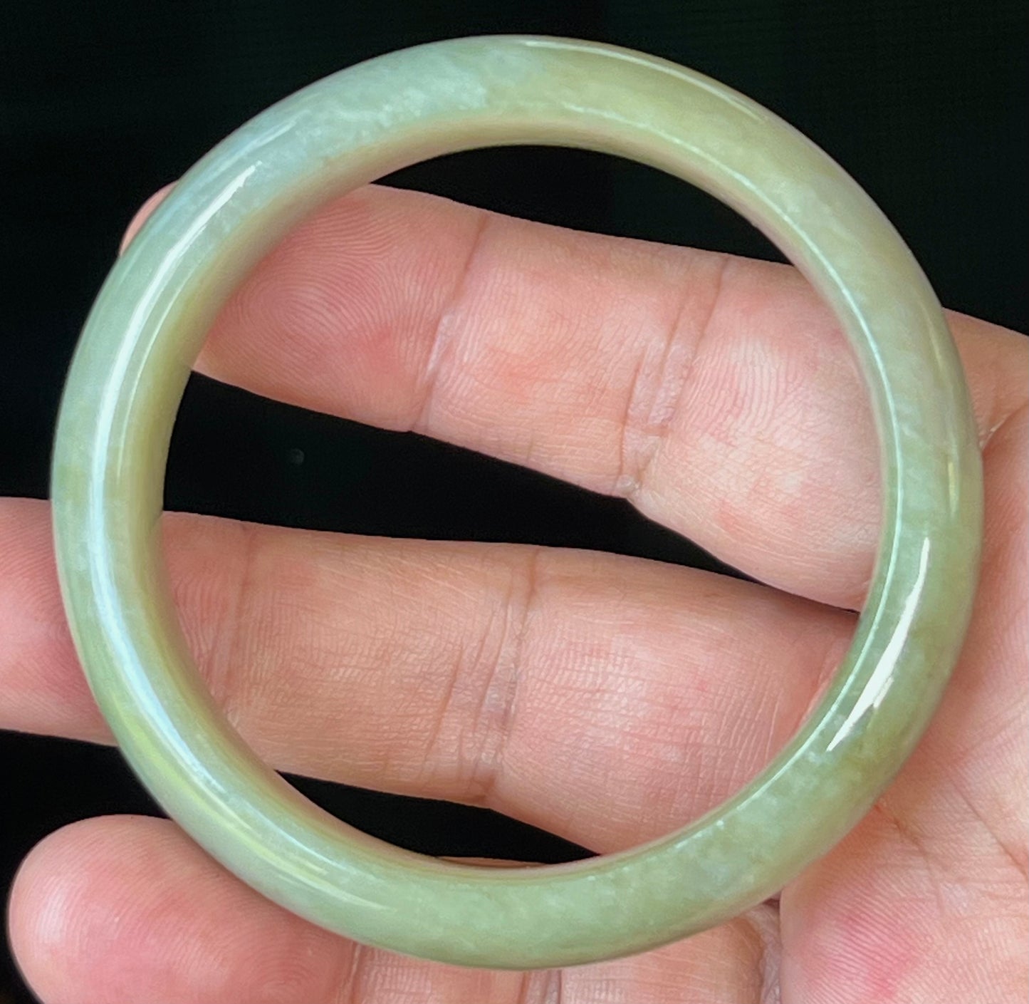 Natural Certified Burmese Jadeite Jade Bangle – Icy Apple Green – 55.2mm – JB507