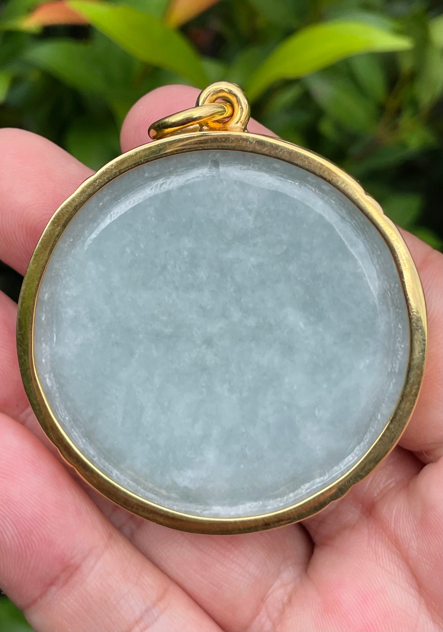 Natural Certified Burmese Jadeite Jade Pendant – Bluish Apple Green – Hand-Carved Dragon Motif – 24K Vermeil Gold Setting – JP034