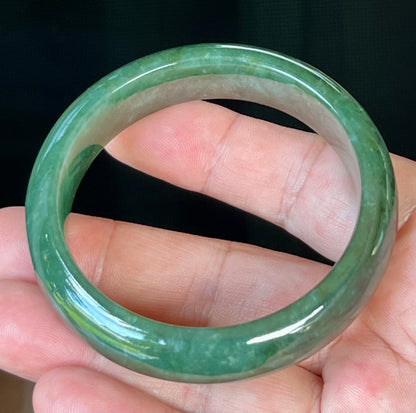 Natural Burmese Jadeite Jade Bangle – Icy Deep Emerald Green – 56.5mm – JB509