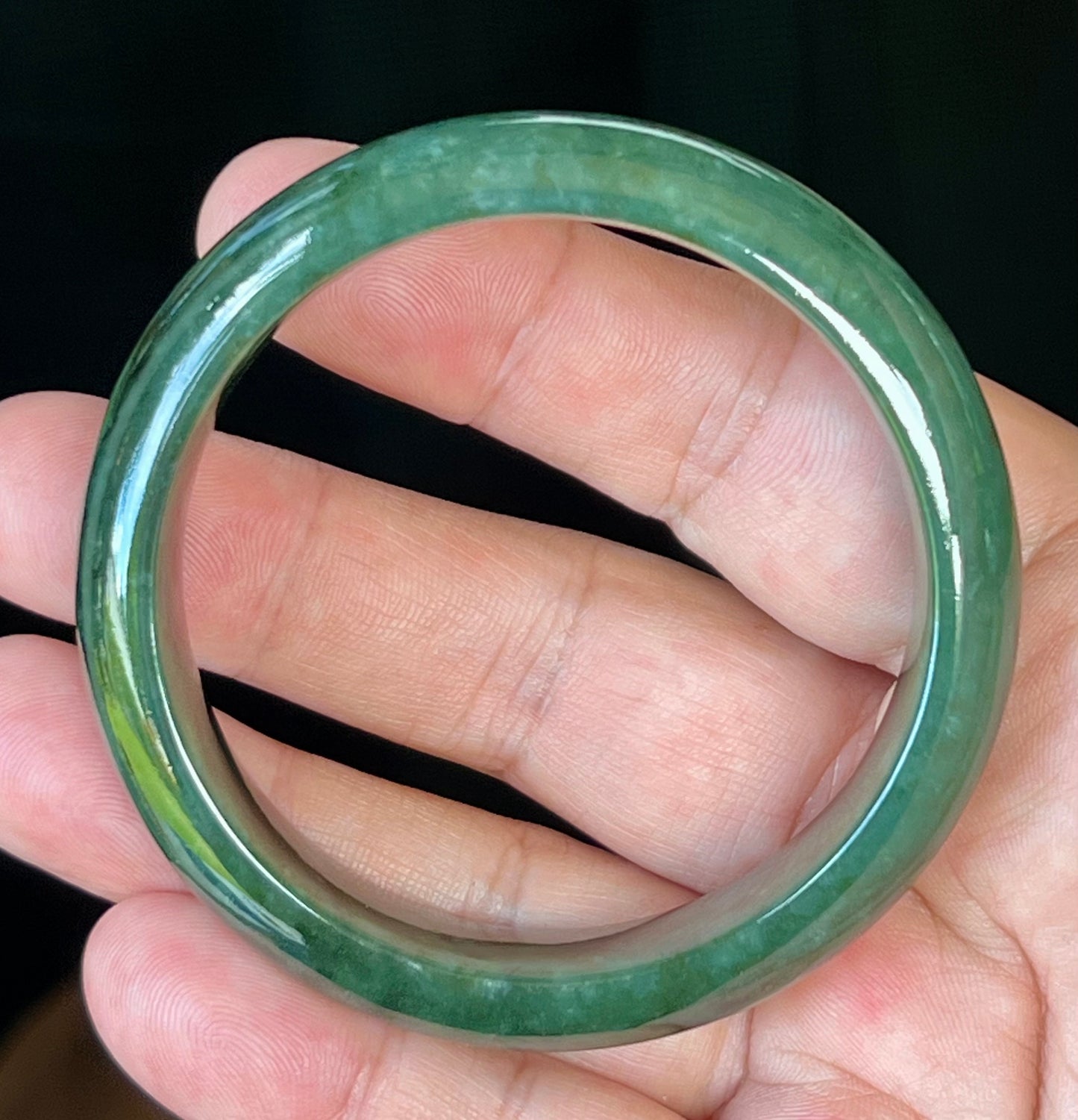 Natural Burmese Jadeite Jade Bangle – Icy Deep Emerald Green – 56.5mm – JB509