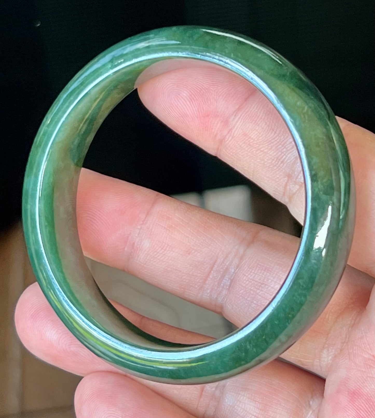 Natural Burmese Jadeite Jade Bangle – Icy Deep Emerald Green – 56.5mm – JB509