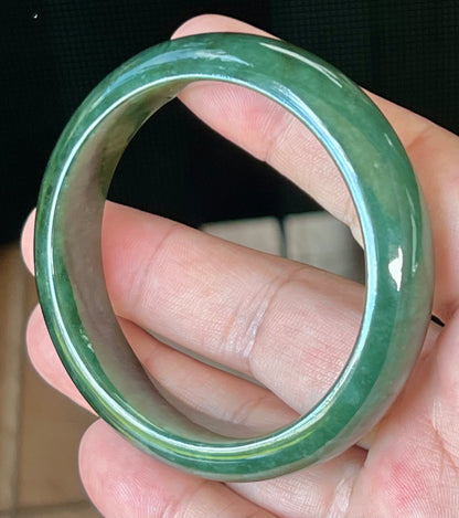 Natural Burmese Jadeite Jade Bangle – Icy Deep Emerald Green – 56.5mm – JB509