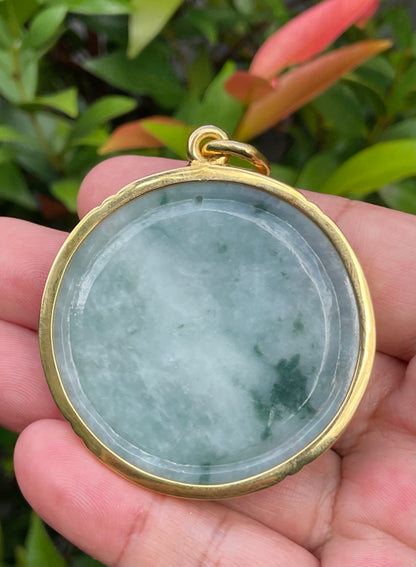 Natural Certified Burmese Jadeite Jade Pendant – Imperial Green – Hand-Carved Dragon Motif – 24K Vermeil Gold Setting – JP032